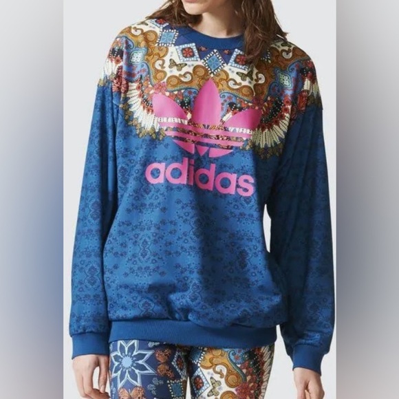ADIDAS Sz M Mix Originals Borbomix Sweatshirt  FARM RIO Collab Trefoil Logo - Picture 1 of 13
